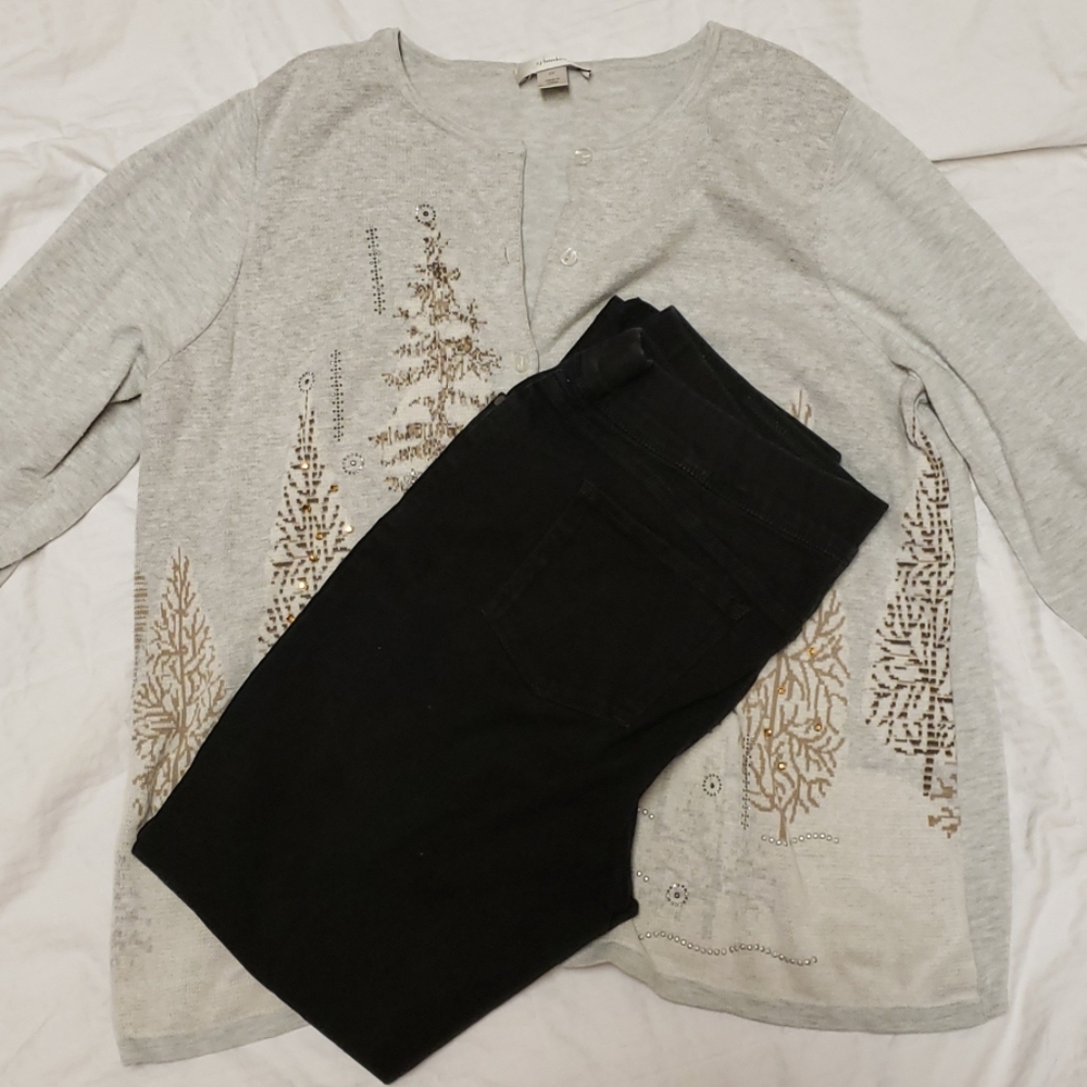 Sweater and stretchy pants